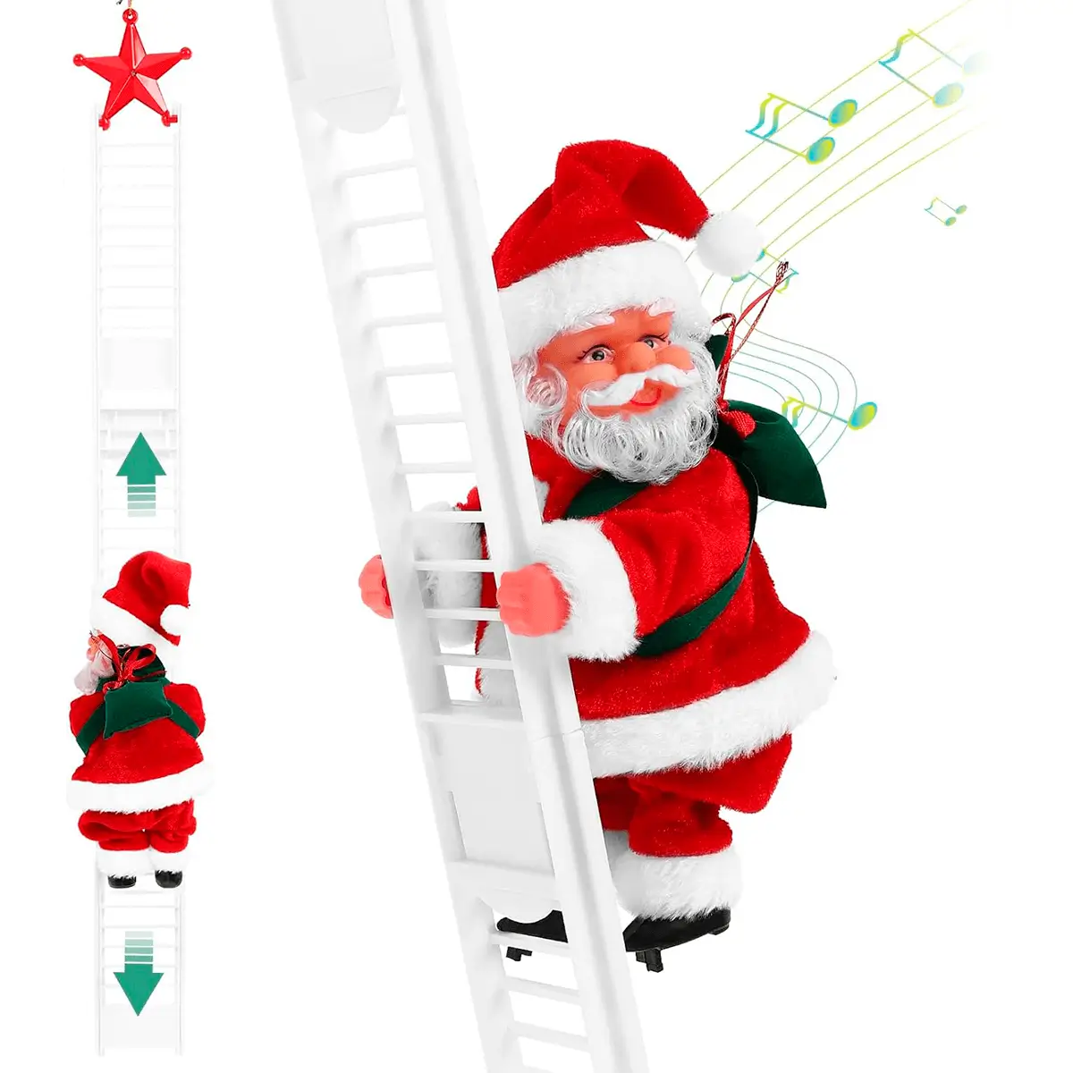 🎅✨ “Santa Trepador con Escalera — ¡Lleva la Magia de la Navidad a Tu Hogar!”