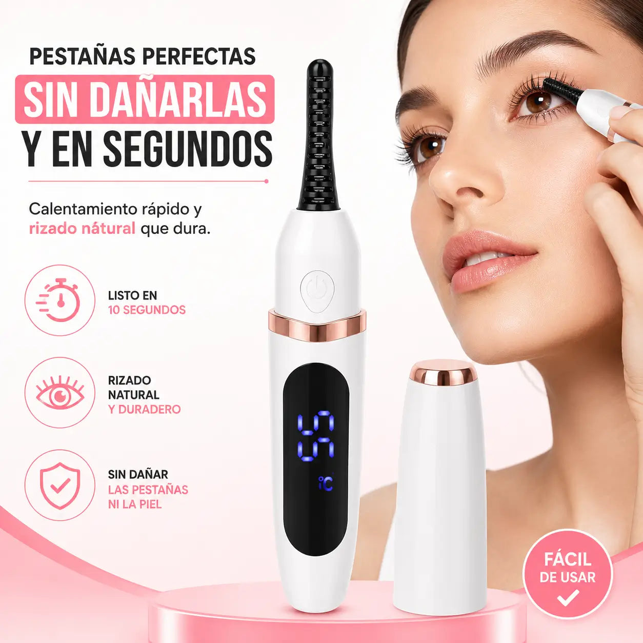 Encrespador Eléctrico de Pestañas – Rizos Perfectos en 10 Segundos