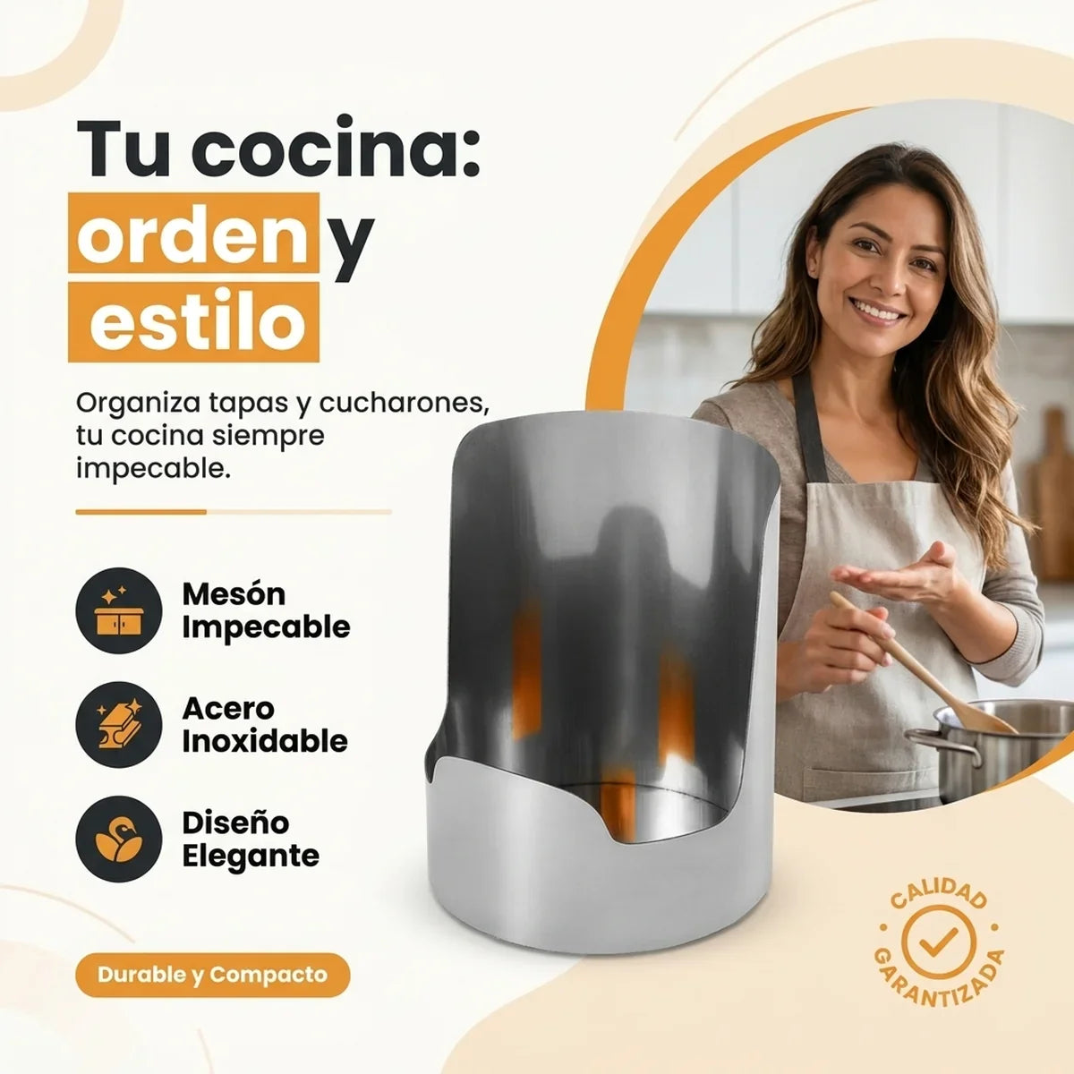 Soporte Organizador de Cocina en Acero Inoxidable - 1-hero