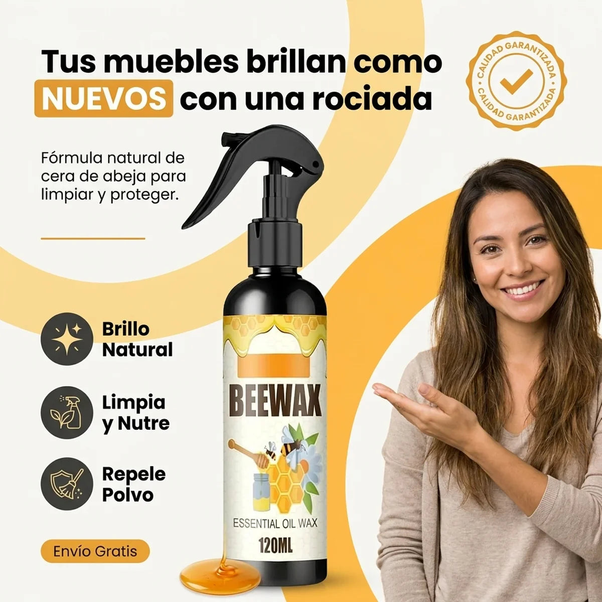 Beewax Spray - Cera de Abeja para Brillar y Limpiar Madera 120ml - 1-hero