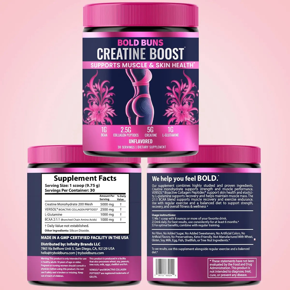 Bold Buns Creatine Boost — Creatina para Mujer x30 Porciones
