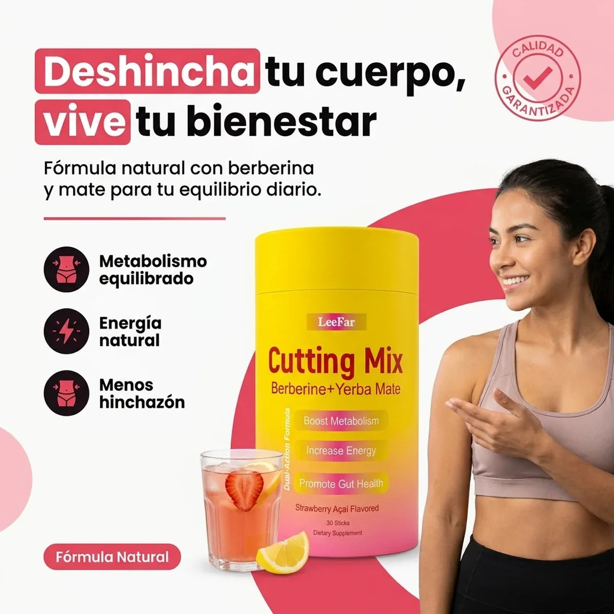 Cutting Mix LeeFar Berberina + Yerba Mate Sabor Fresa Açaí x30 - 1-hero