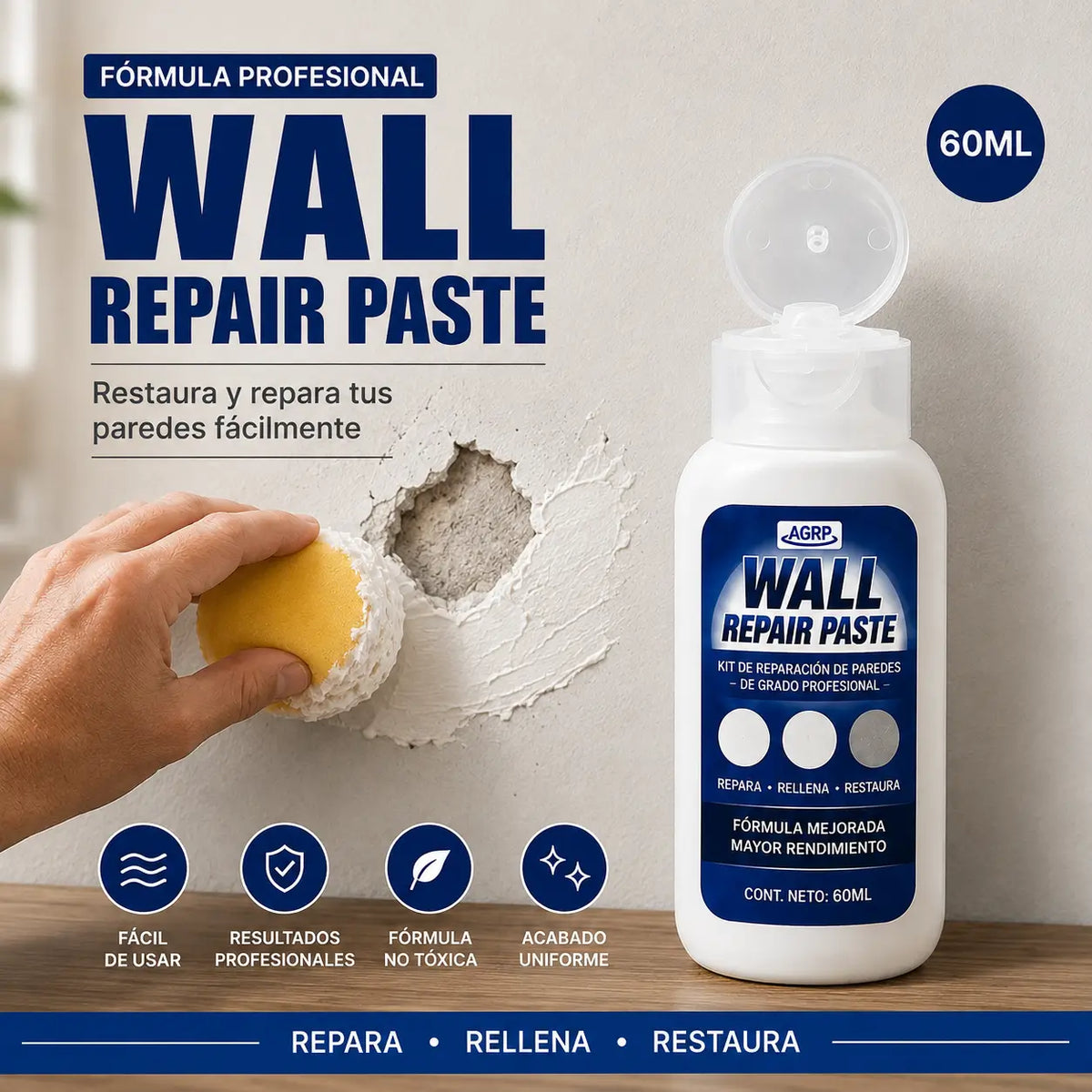Pasta Reparadora de Paredes Wall Repair Paste 60ml