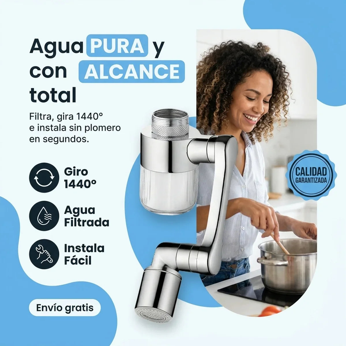 Grifo Extensible Giratorio con Filtro de Agua 1440° - 1-hero