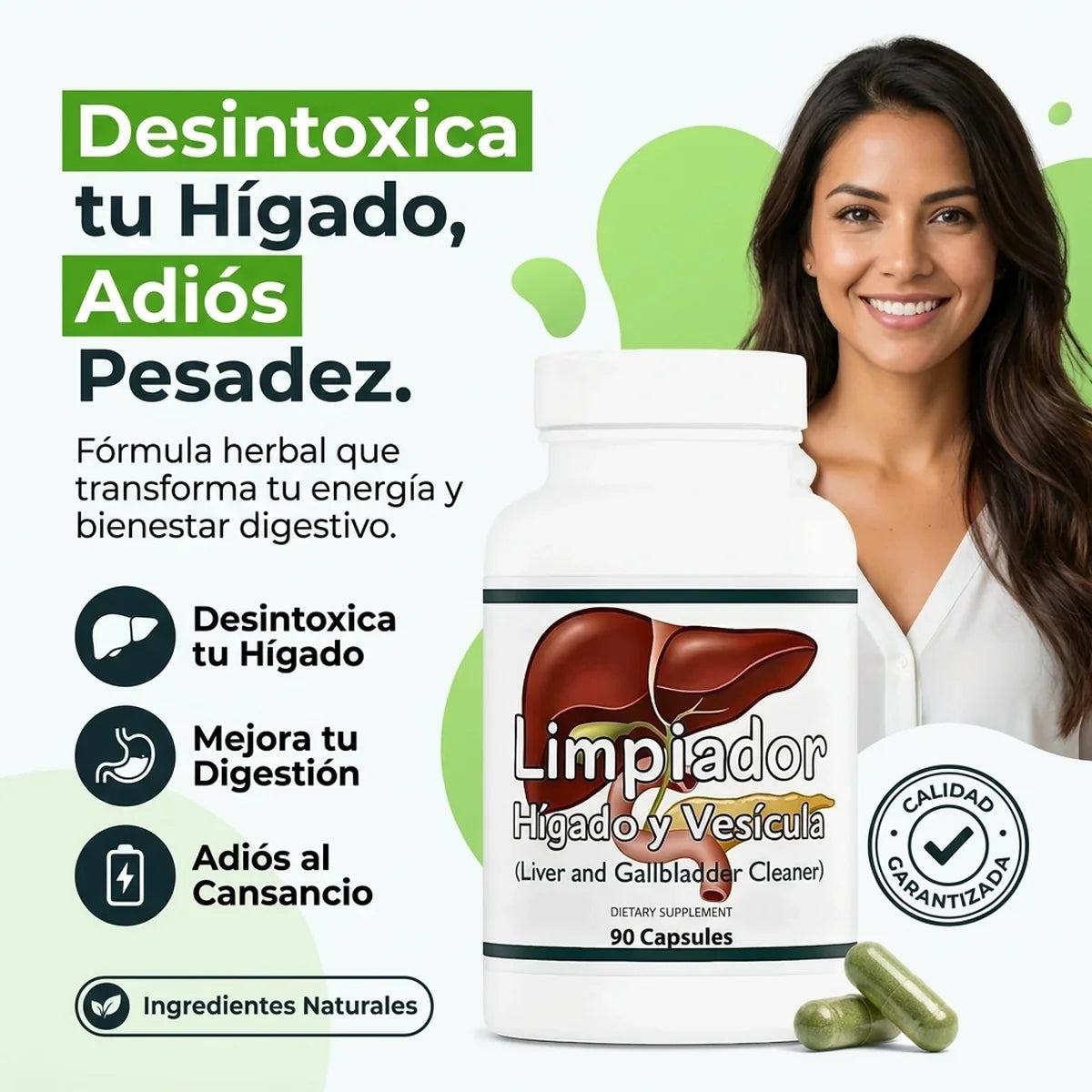 Limpiador de Hígado y Vesícula - Fórmula Herbal 90 Cápsulas - 1-hero