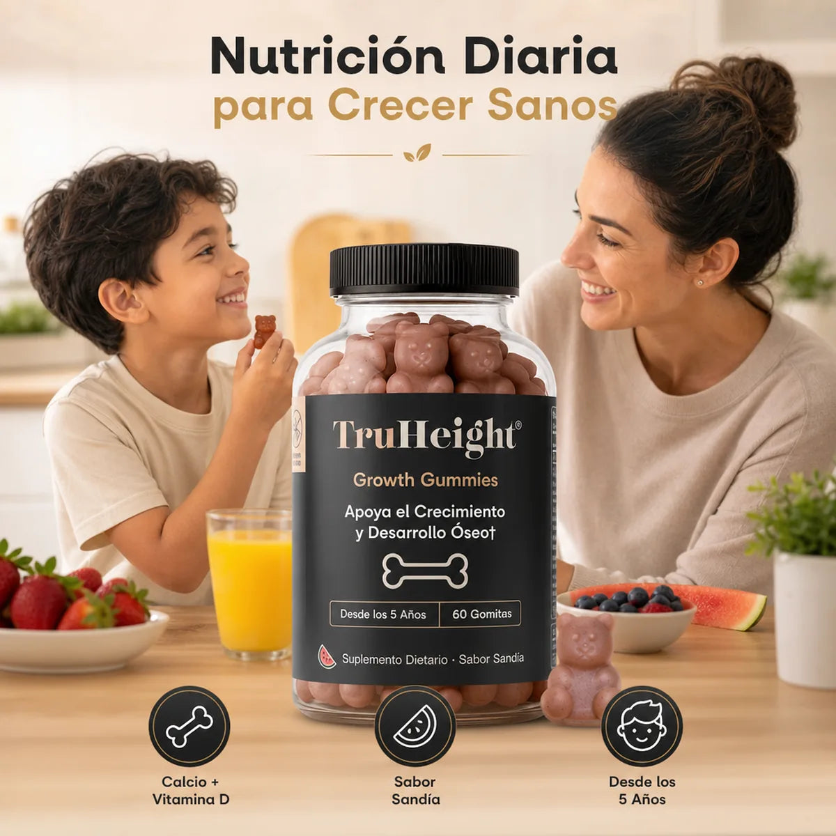 TruHeight Growth Gummies 🦴 Calcio y Vitamina D para Crecer Sanos