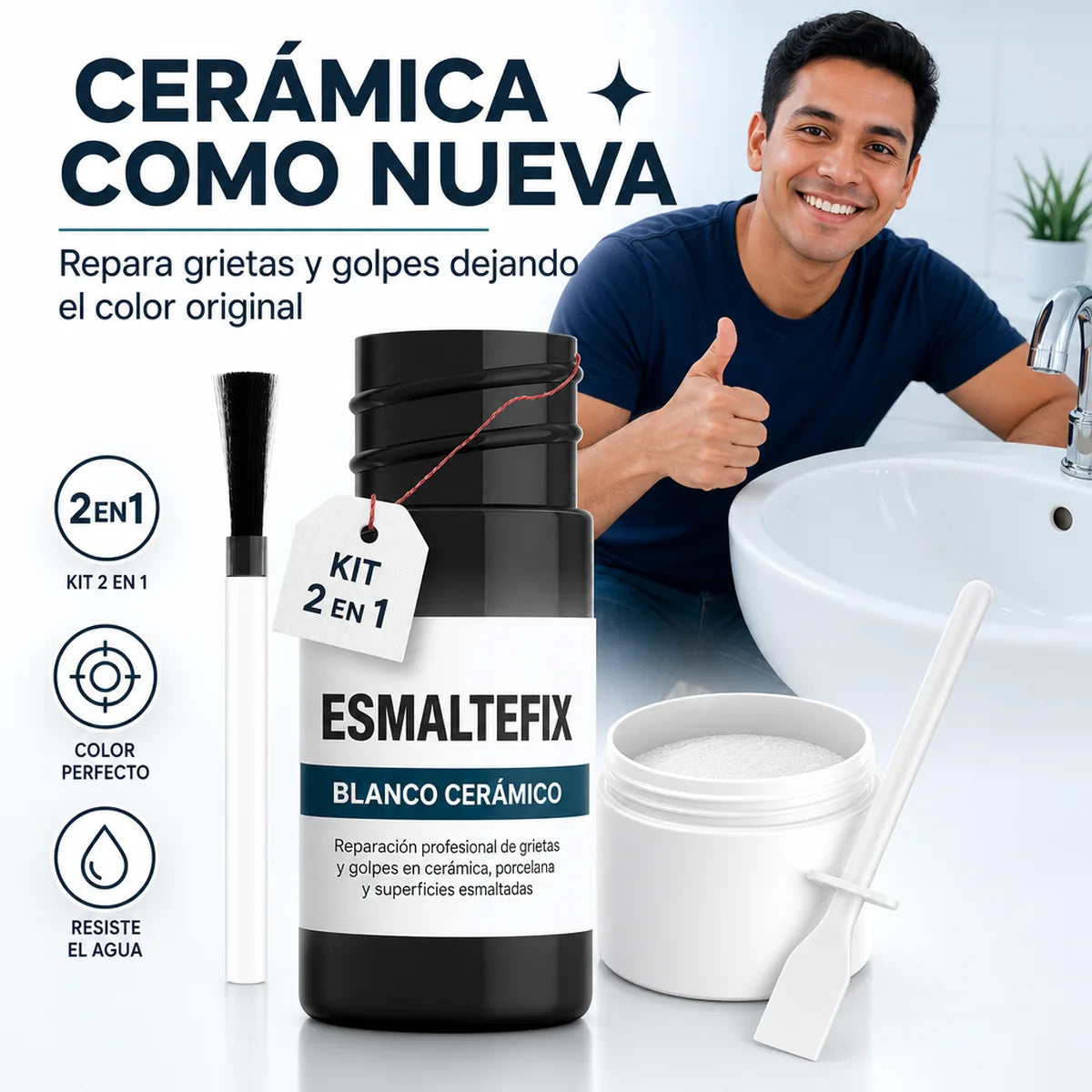 EsmalteFix Kit Reparador 2 en 1 🛁 Cerámica Como Nueva