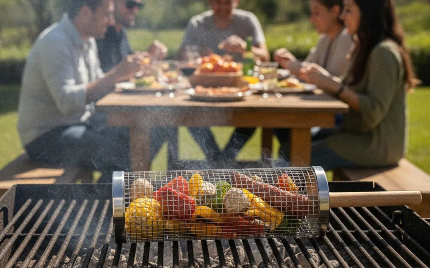 Cesta Rodante para Asador 🔥 Sabor Ahumado Real (2 unidades)