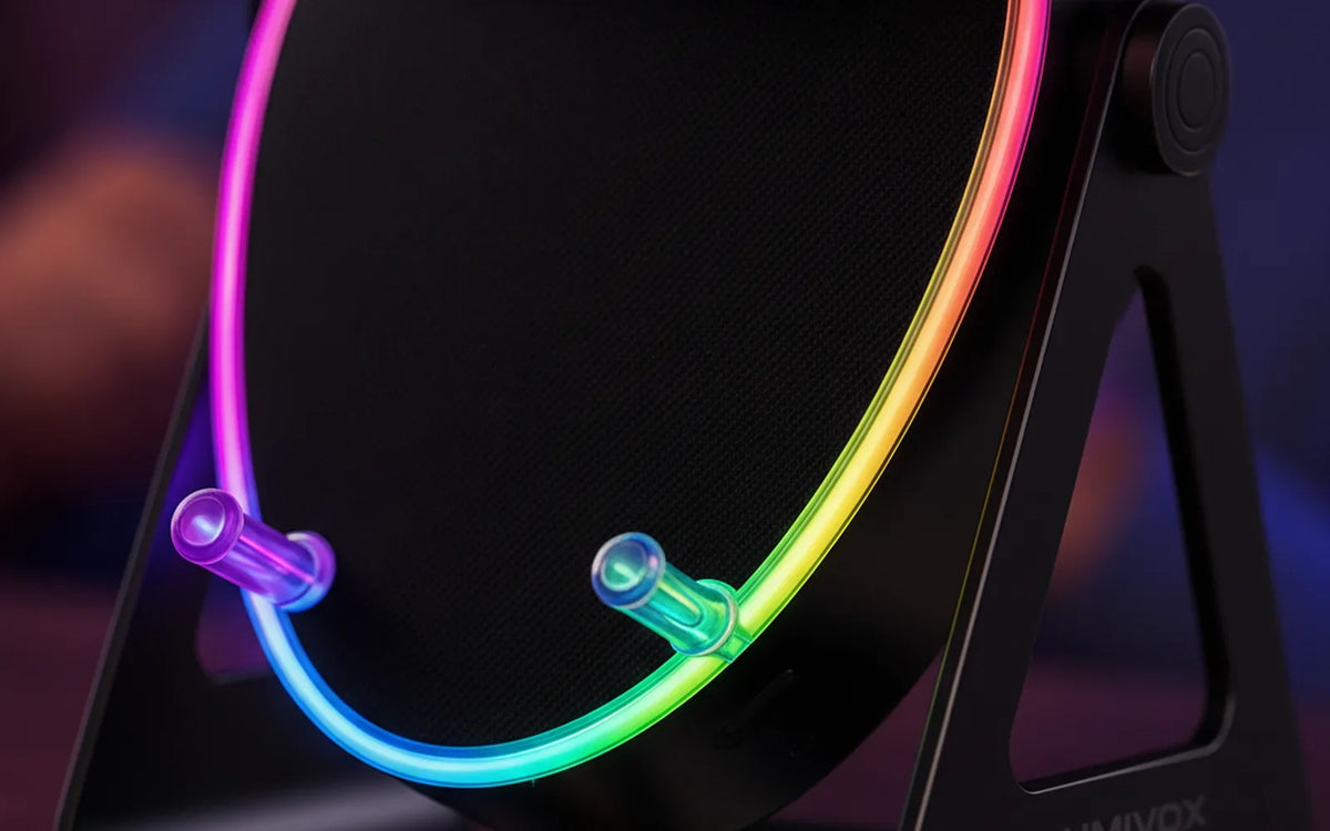 Lumivox 🔊 Soporte + Altavoz Bluetooth con Luz RGB