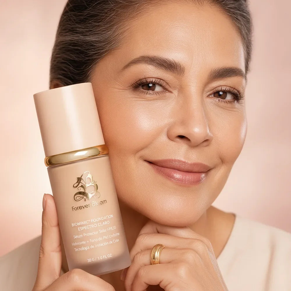 Forever Bloom Biomimic® Foundation FPS 50 ✨ Se Adapta a tu Tono en Segundos