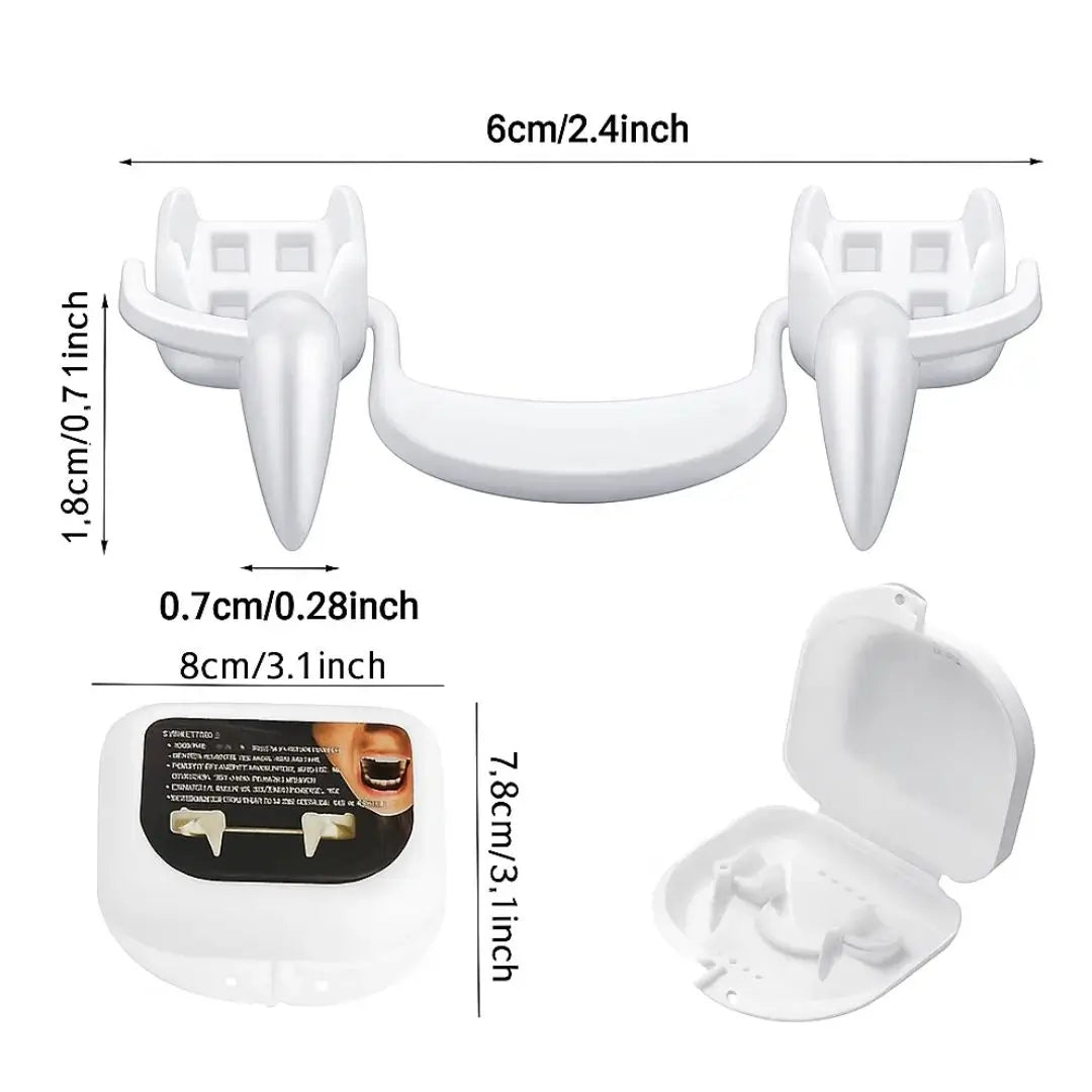 Dientes retractiles Vampíricos Realistas – Transforma tu sonrisa en algo escalofriante en segundos