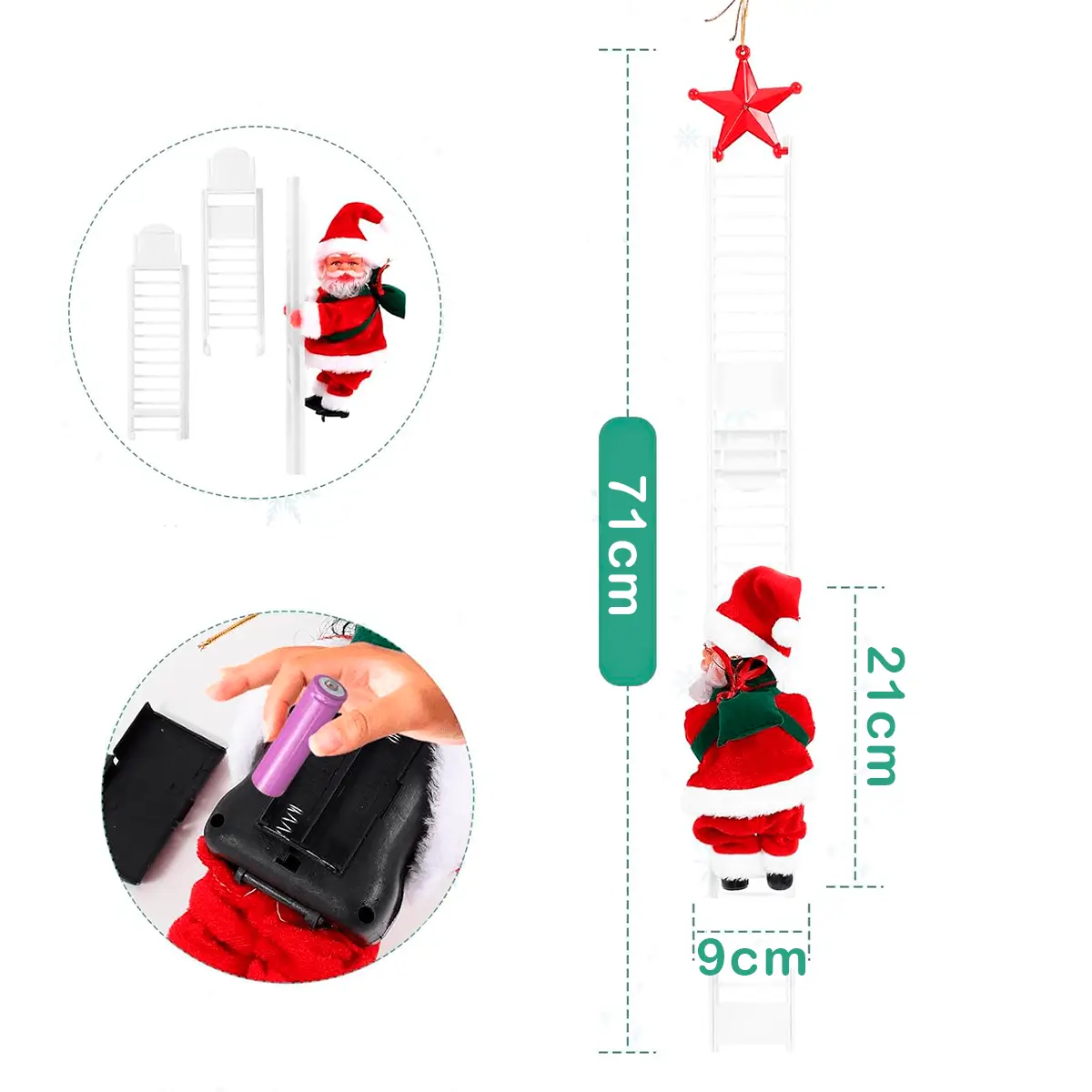 🎅✨ “Santa Trepador con Escalera — ¡Lleva la Magia de la Navidad a Tu Hogar!”