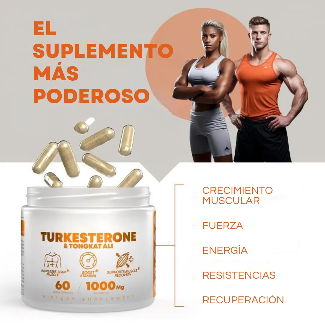 Aumenta tu fuerza y rendimiento con la fórmula que potencia cada entrenamiento. TURKESTERONE & TONGKAT ALI