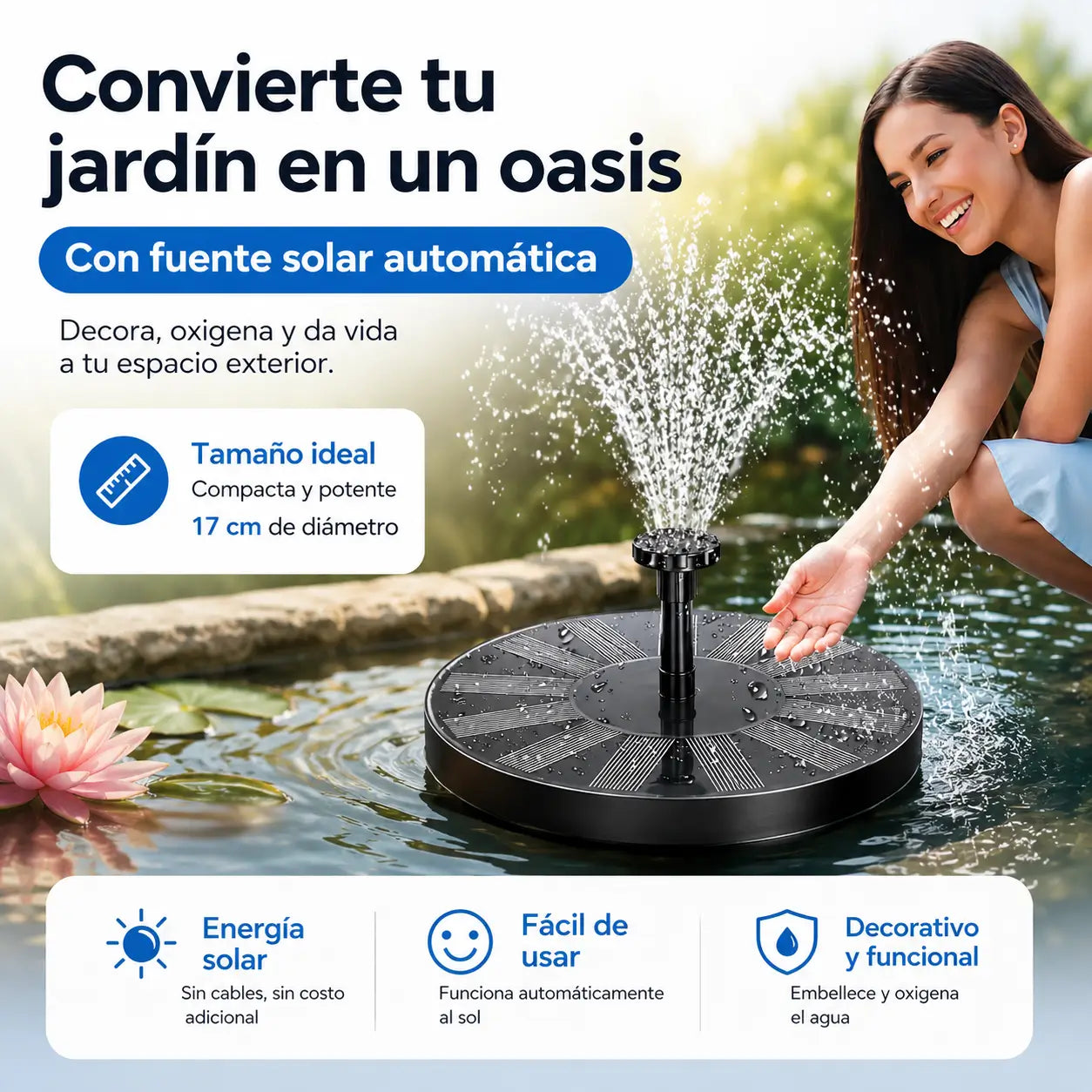 Bomba De Fuente Solar: Atrae aves y llena de luz tus noches con la decoración ecológica más vendida.