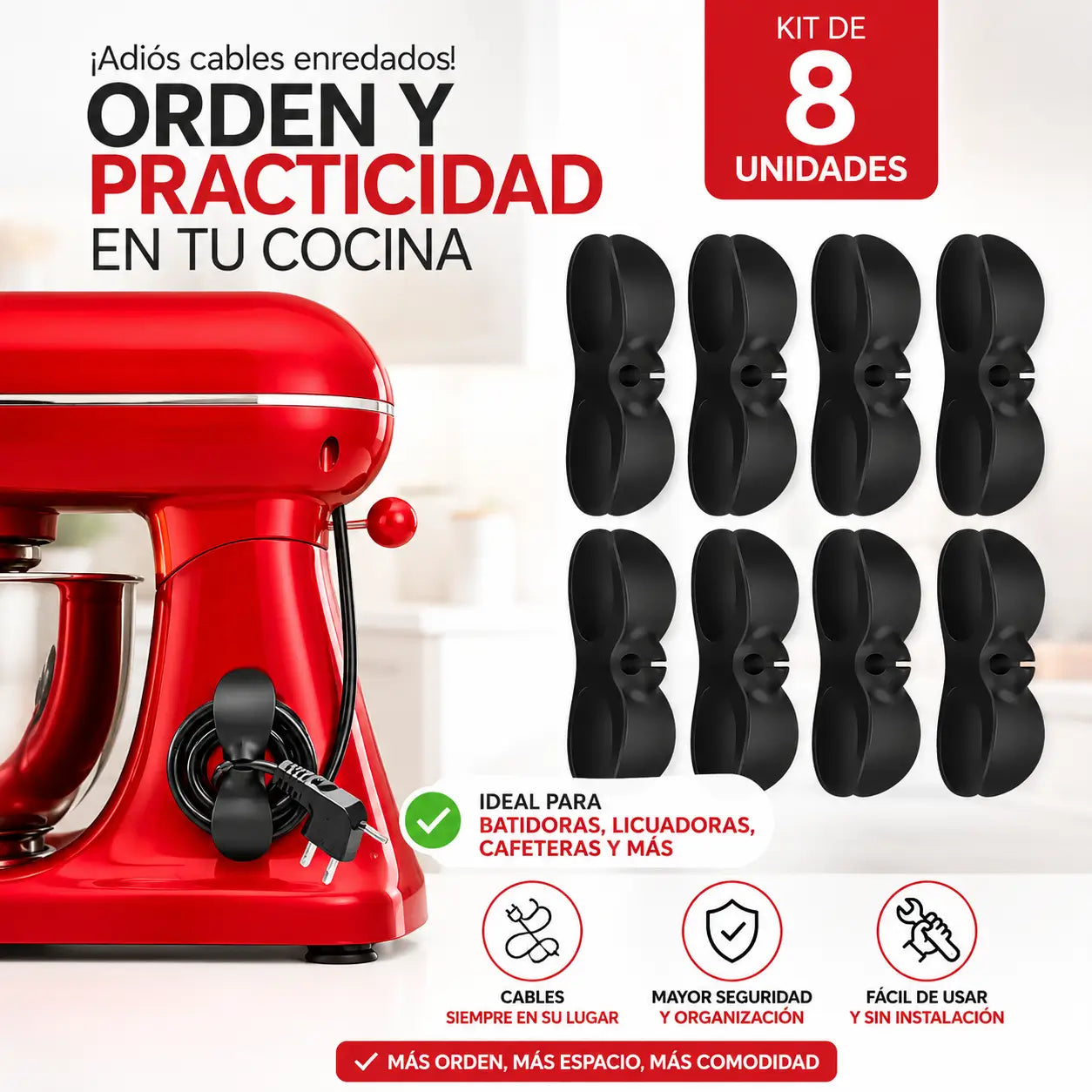 KIT 8 unidades de organizador de Cables para Electrodomésticos