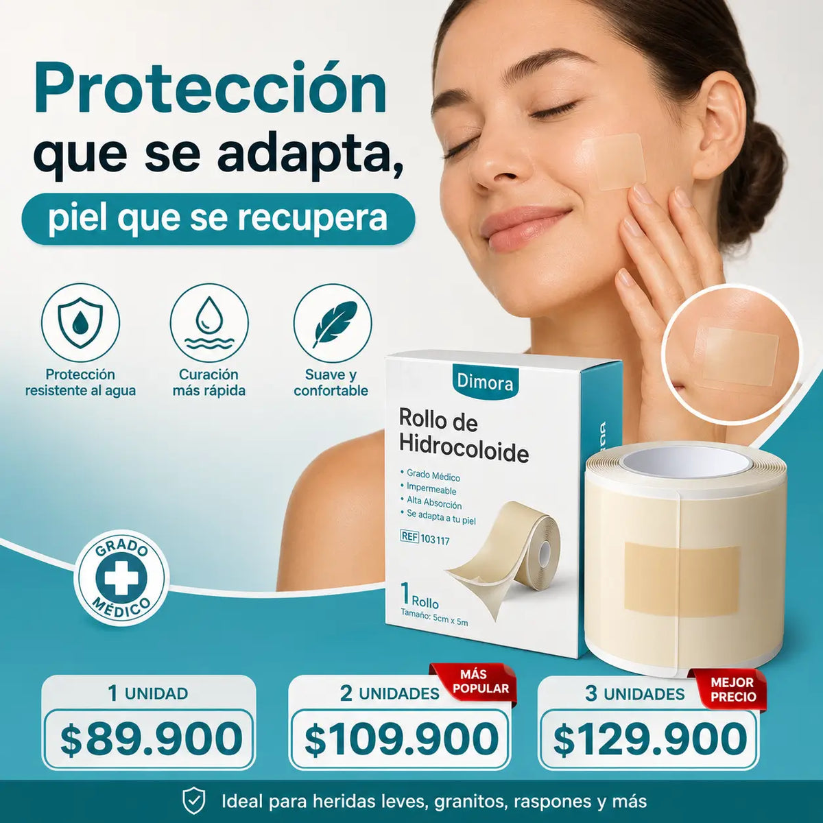 AcnéFix Rollo Hidrocoloide ✨ Parches Anti-Granos a tu Medida