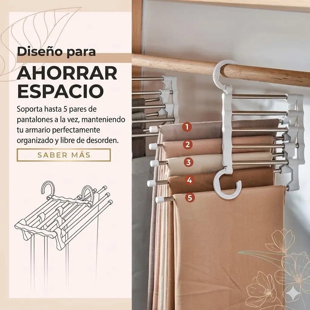 Gancho Plegable 5 en 1 — Organiza tu Clóset Sin Plancha