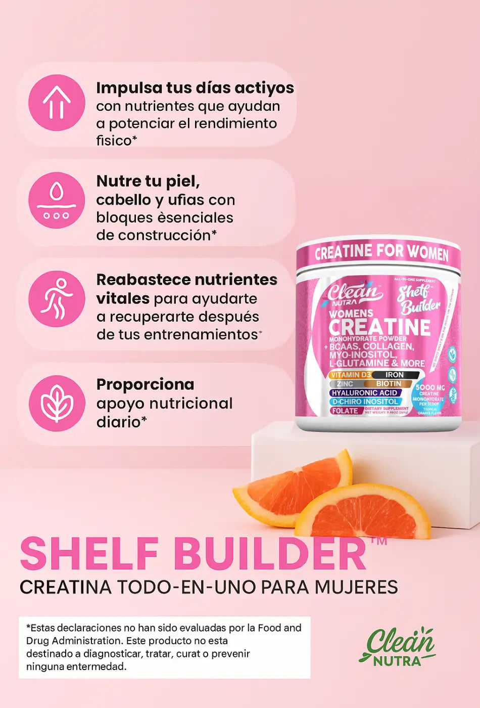 Creatina For Women con inositol shetf builder