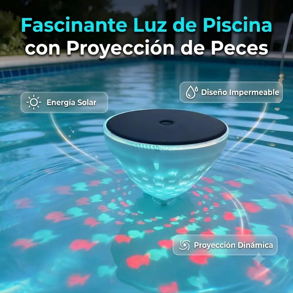 Lámpara Flotante LED Solar con Proyección de Peces