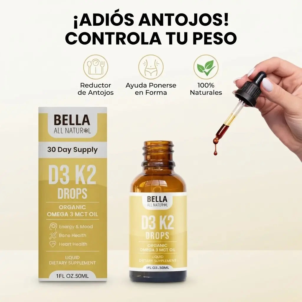 Bella All Natural D3 K2 Gotas con Omega 3 y MCT Oil 50ml