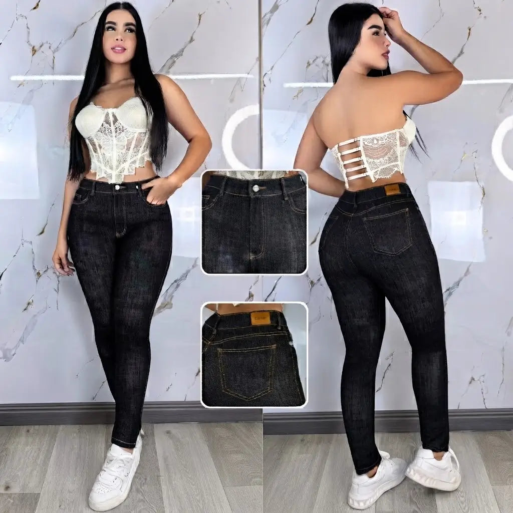 Jean Skinny Tiro Alto Stretch para Dama C'ensual Jeans