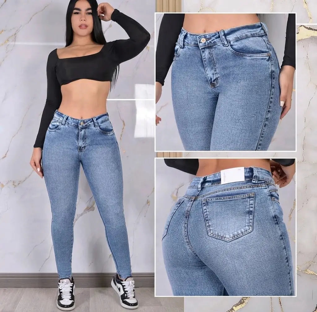 Jean Skinny Tiro Alto Stretch para Dama C'ensual Jeans