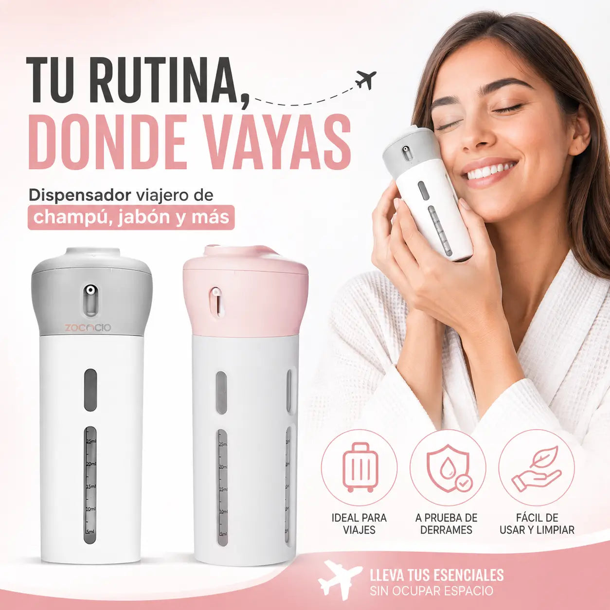 Dispensador Viajero 4 en 1 — Lleva tus Productos sin Derrames