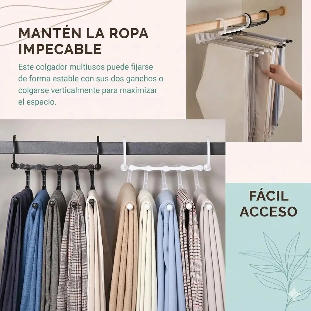 Gancho Plegable 5 en 1 — Organiza tu Clóset Sin Plancha