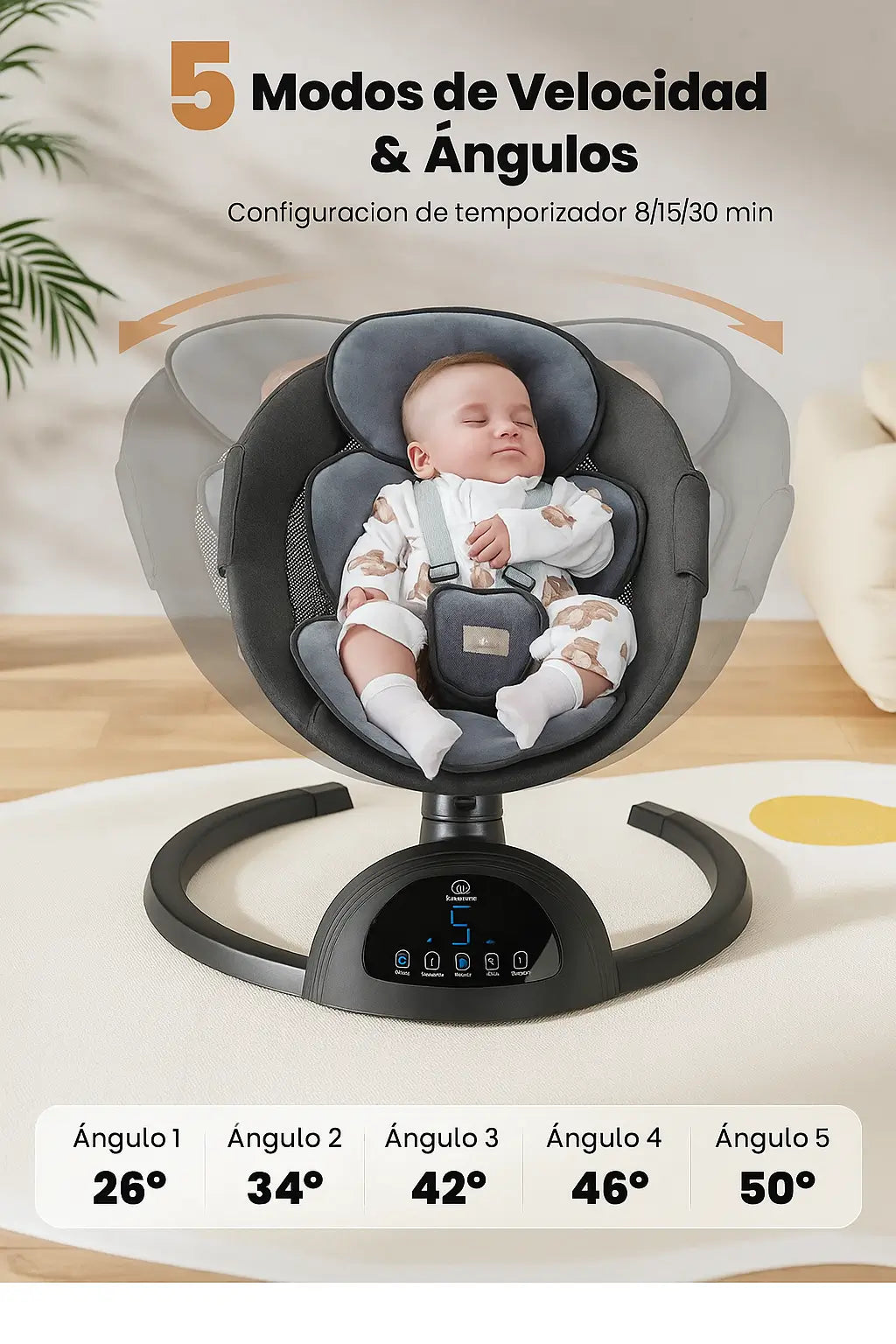 Mecedora Eléctrica Premium con Bluetooth y Mosquitero — El descanso que tu bebé y tú merecen