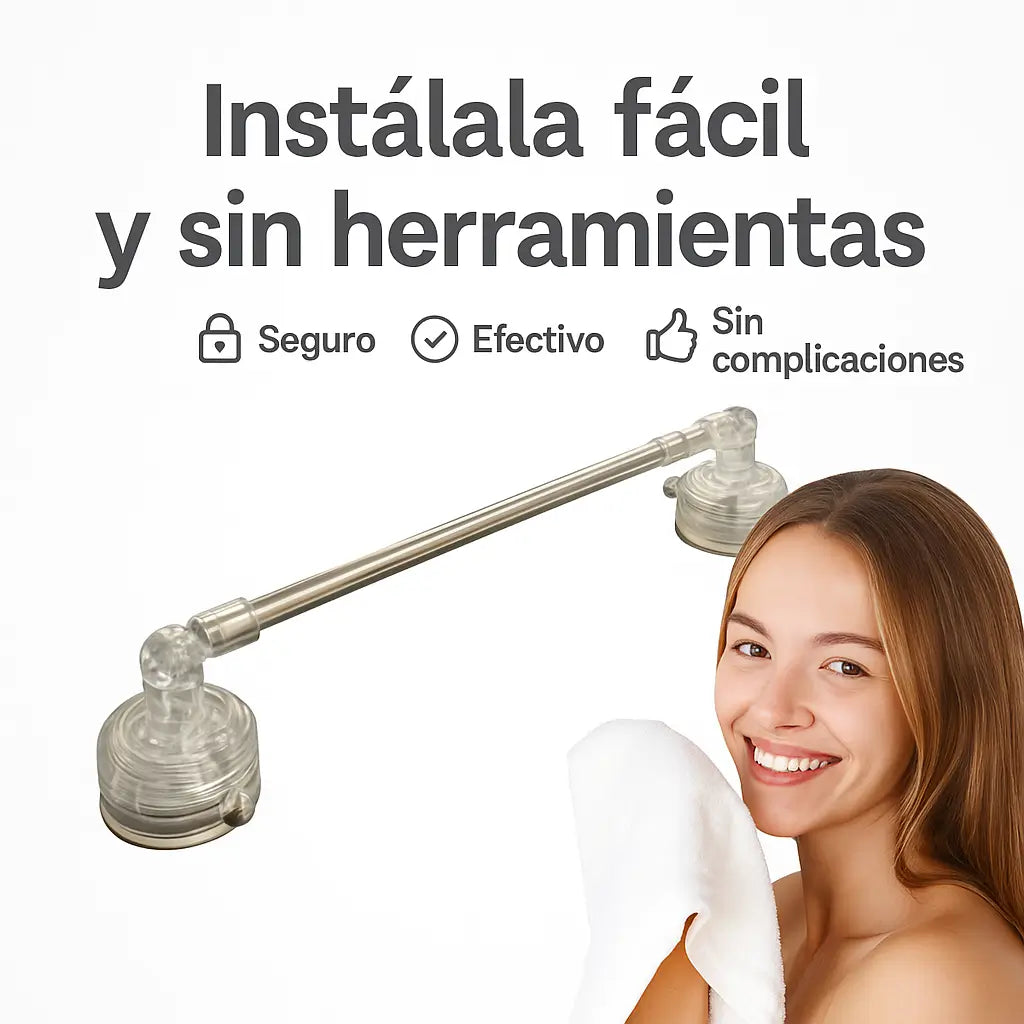 Barra Ajustable sin Taladros – Organiza tu baño con estilo y facilidad