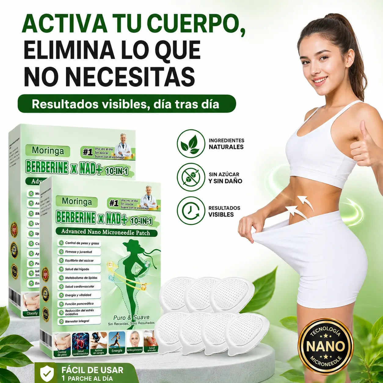 ✨ NAD+ Slim Patch 10X – Parche Inteligente con NAD+, Berberina y Moringa