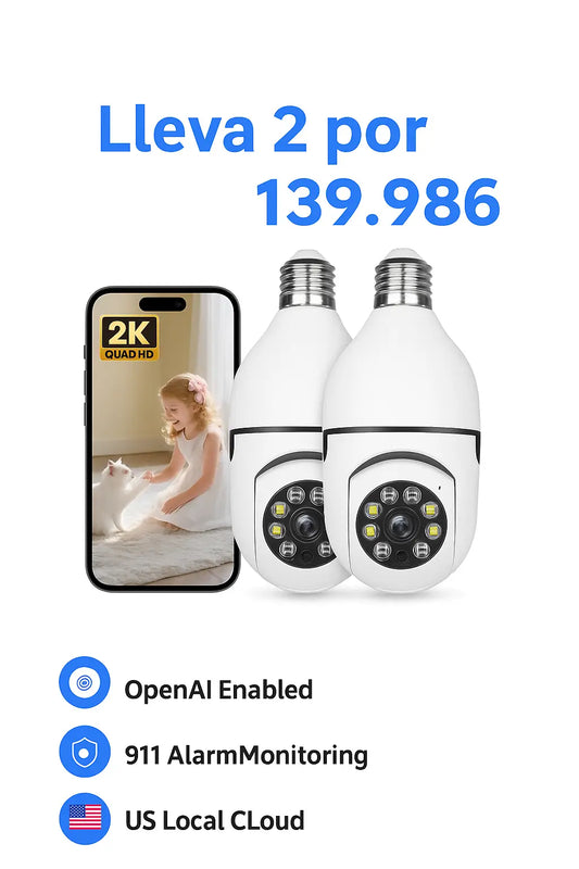 Bombilla-Cámara 360° WiFi: Seguridad Total para tu Hogar, Como si Estuvieras Ahí