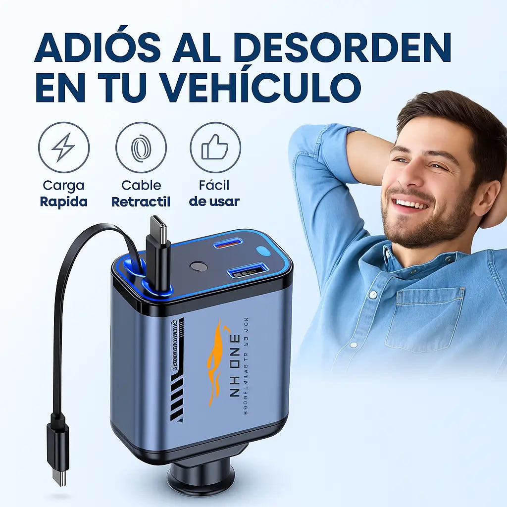 Carga súper rápida + luz ambiente: tu auto transformado al instante