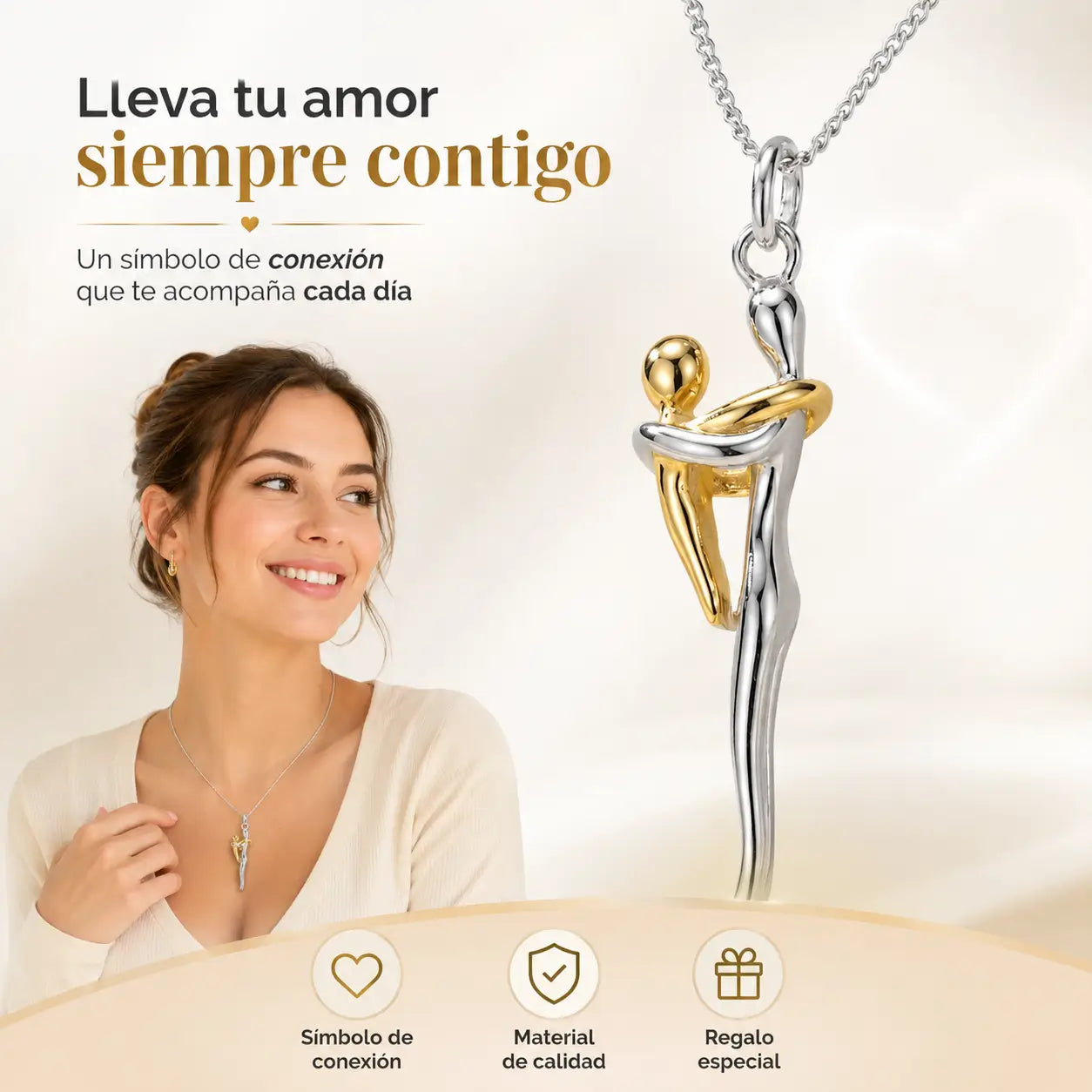 Collar Abrazo eterno Mamá e hijo + caja sencilla