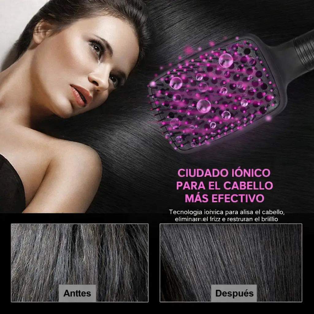 Cepillo 3 En 1 Peina, seca y da volumen en un solo paso… sin frizz ni daño
