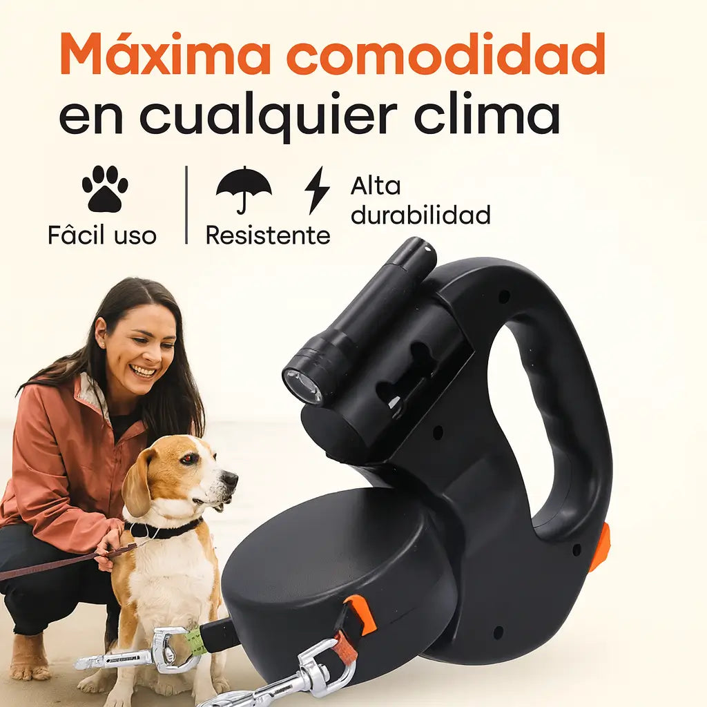 Correa Dual 360°: Pasea a tus 2 Peludos sin Enredos + Kit Nocturno