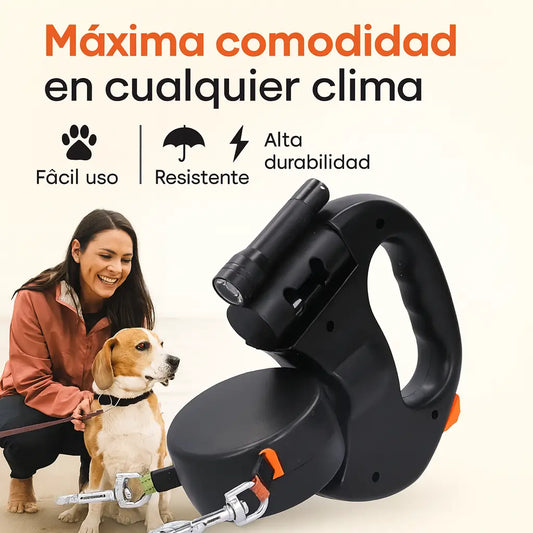 Correa Dual 360°: Pasea a tus 2 Peludos sin Enredos + Kit Nocturno