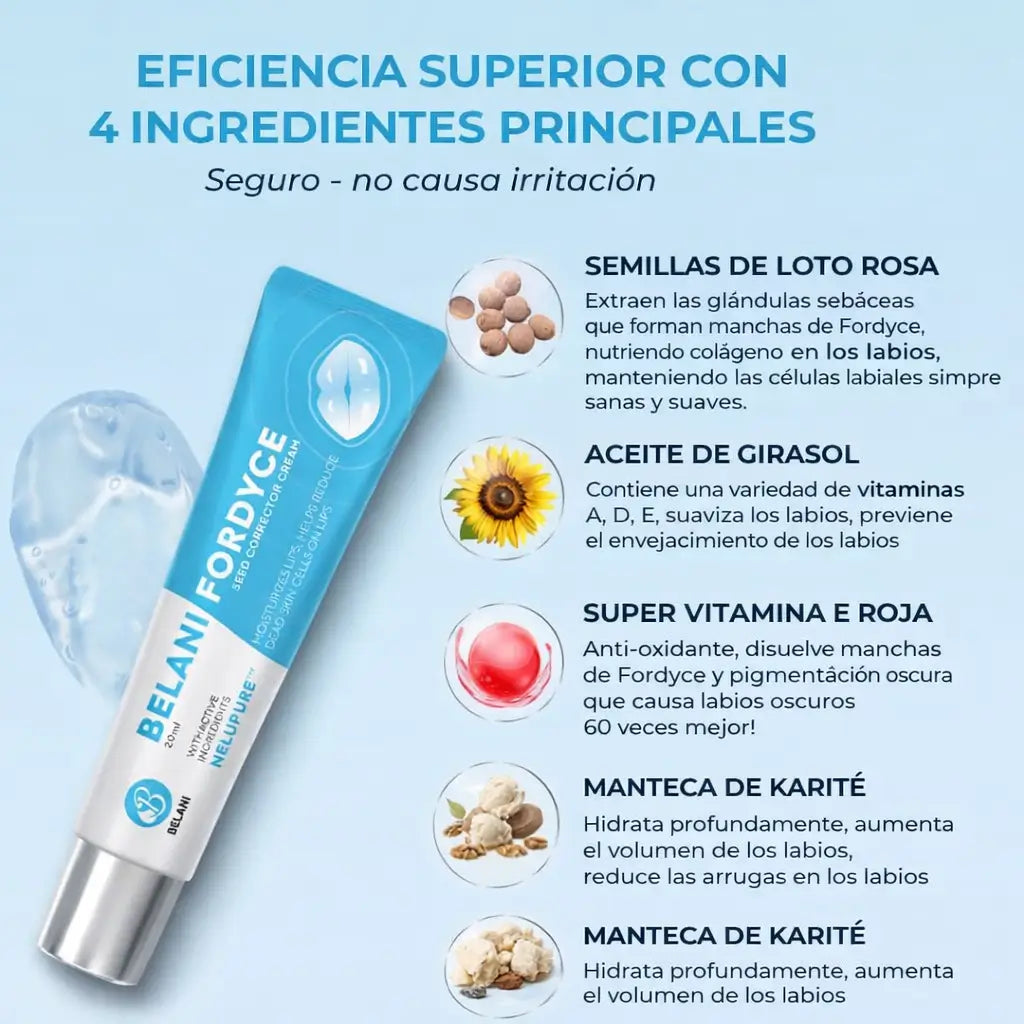 Dile adiós a la apariencia de los puntos blancos y la sequedad con la fórmula avanzada de Belani.
