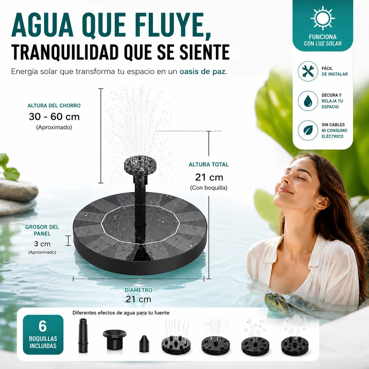 Bomba De Fuente Solar: Atrae aves y llena de luz tus noches con la decoración ecológica más vendida.