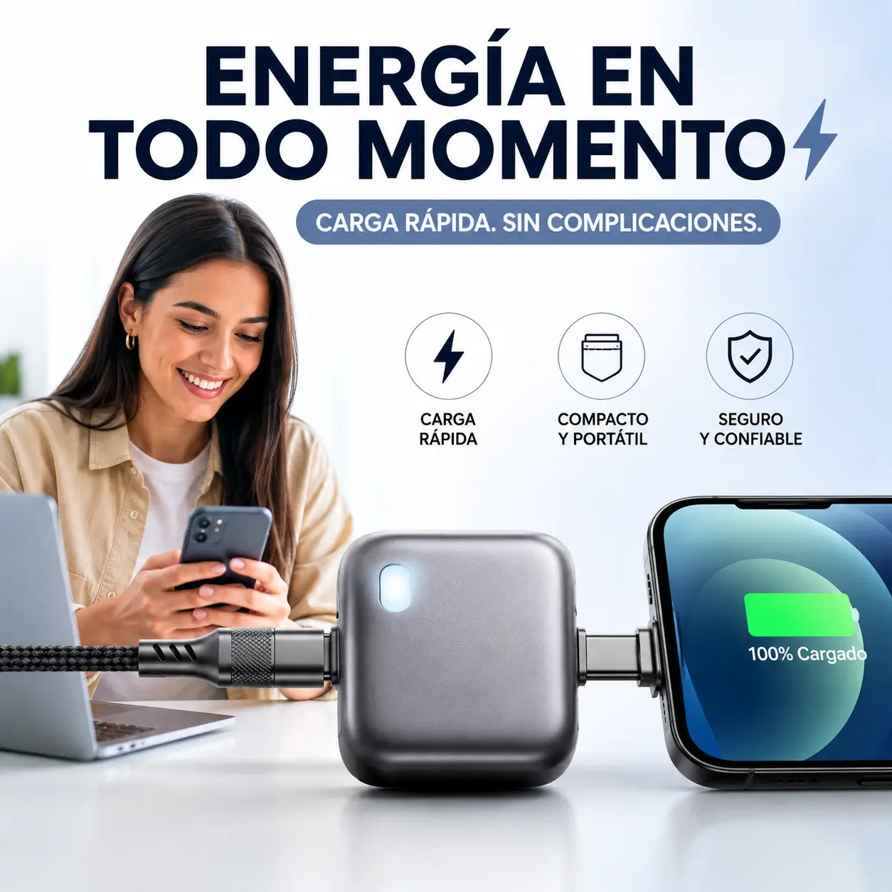 Adaptador Inteligente 140W con Auto-Stop: Carga Segura y Ultrarrápida