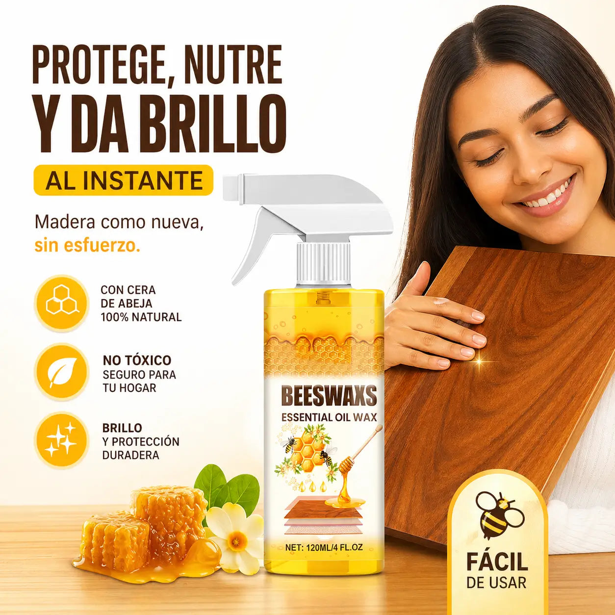 El spray de cera de abejas: Jakehoe Beeswax, restaura muebles rayados y opacos en menos de 60 segundos