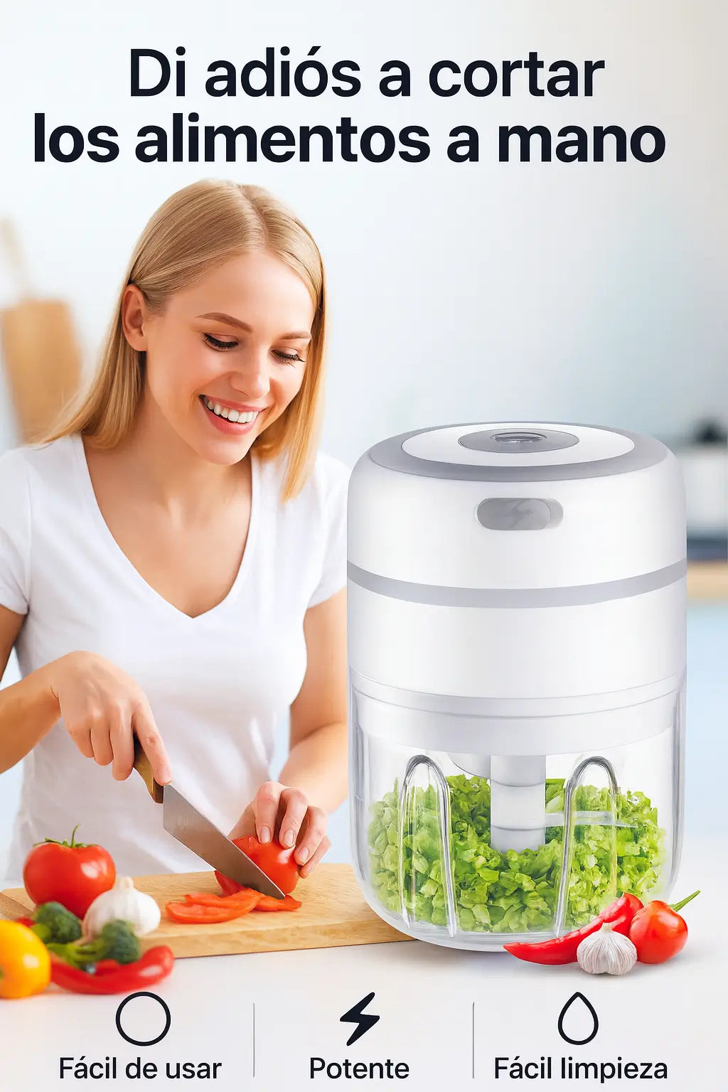 Pica, Tritura y Cocina Más Rápido con un Solo Botón