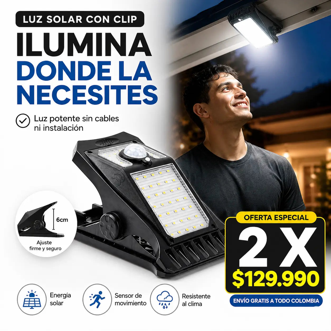 Luz Solar Clip Inteligente