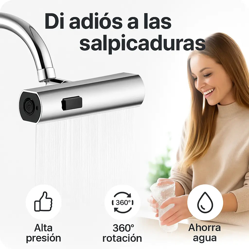 Grifo Extensible 360° Antisalpicaduras — Moderniza tu cocina con estilo y funcionalidad