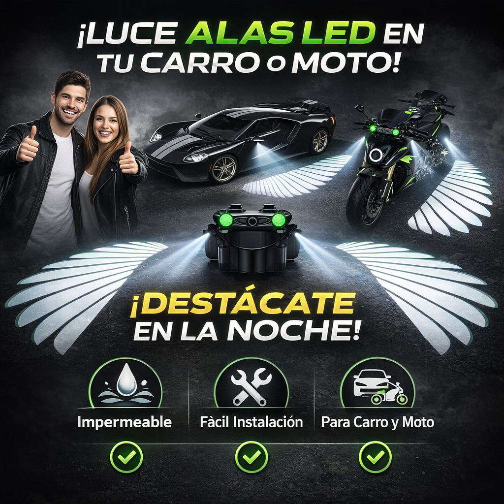 ✨ Destaca de Noche: Proyector LED de Alas de Ángel para Moto y Carro
