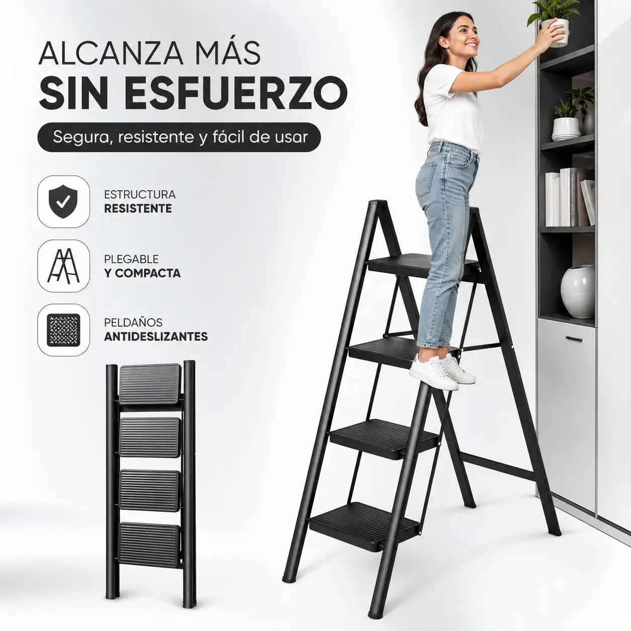 La escalera ultra-compacta que tu hogar necesita : Domina las alturas sin ocupar espacio.
