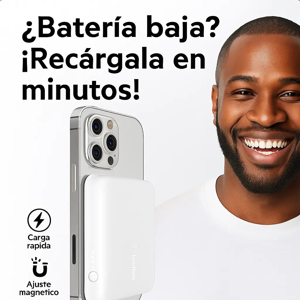 Batería Inalámbrica MagSafe Belkin – Potencia Rápida y Portátil para tu iPhone ⚡