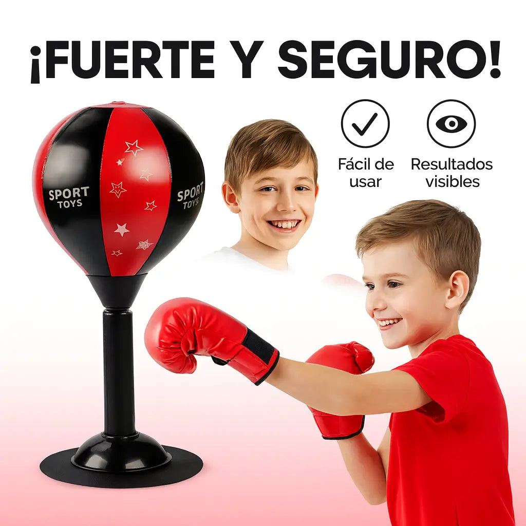 KIT BOXEO:Pelota inflable, Eje con resorte, Base de Ventosa, Bomba de aire complementaria+Guantes Boxeo (Gratis)🎁