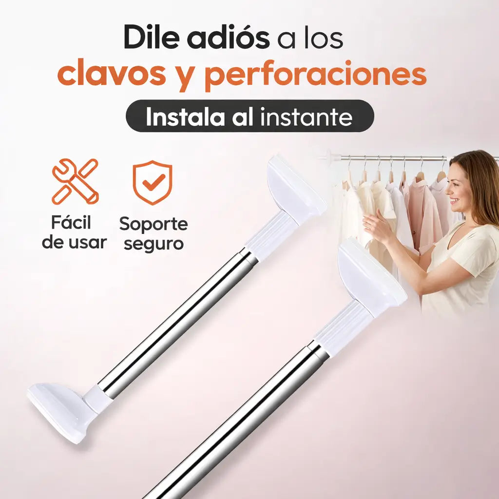 Maximiza cada rincón de tu casa: La barra ultra-resistente que duplica tu espacio de colgado