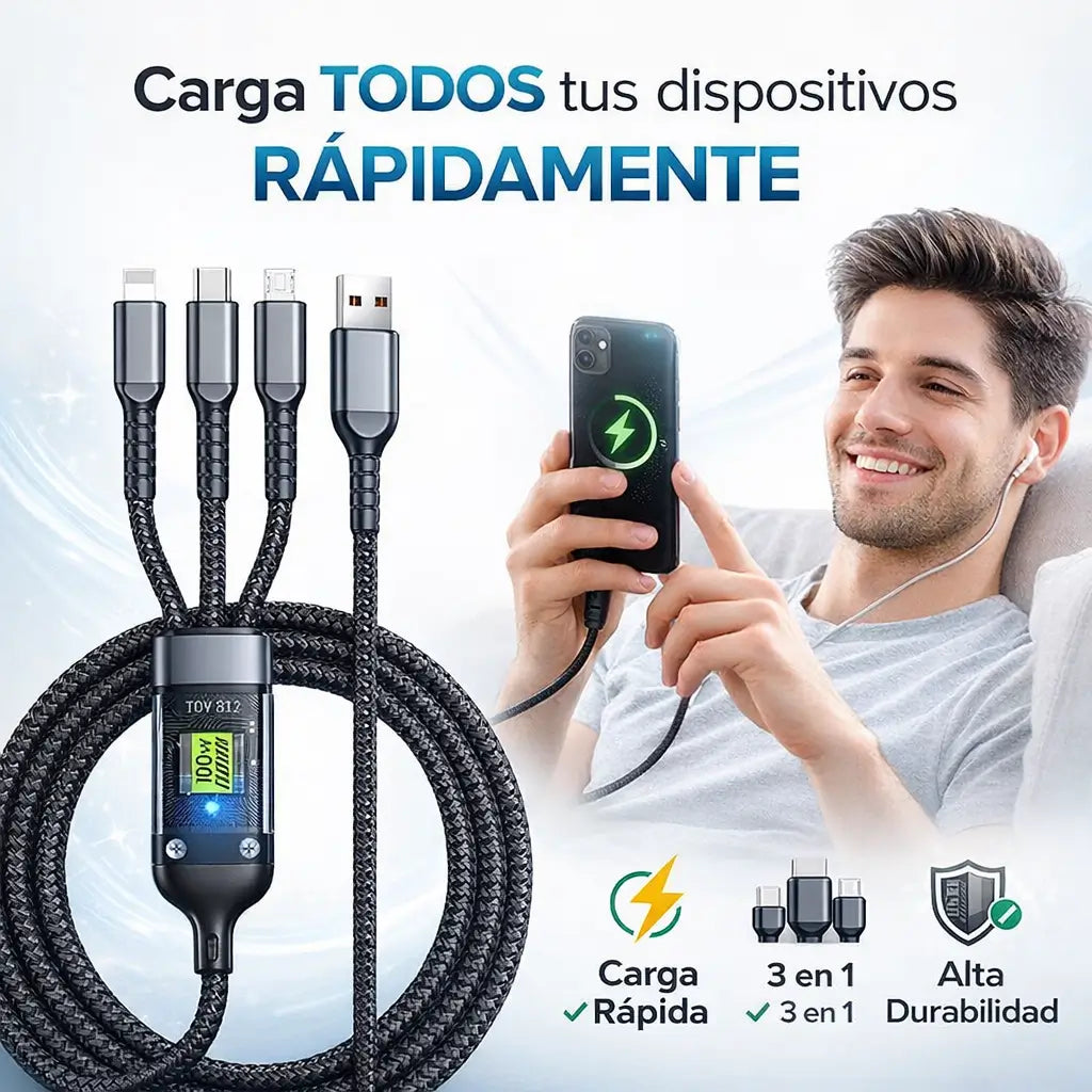 ¡Cable 3 en 1 con chip! El último cable que necesitarás